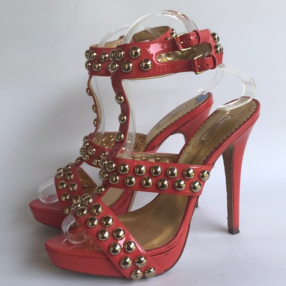 Report Signature Masonic2 Orange Studded Strappy Platform Heels 7.5M - Picture 6 of 11